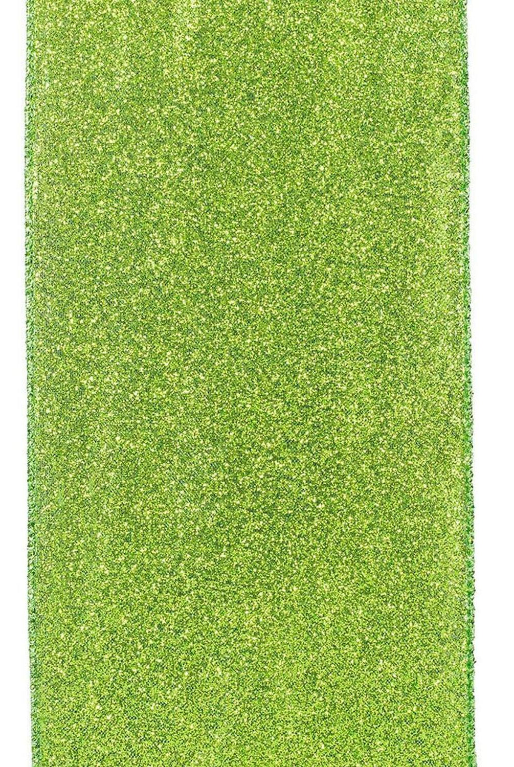 Shop For 4" Glitter Metallic Shiny Back Ribbon: Lime Green (10 Yards) at Michelle's aDOORable Creations