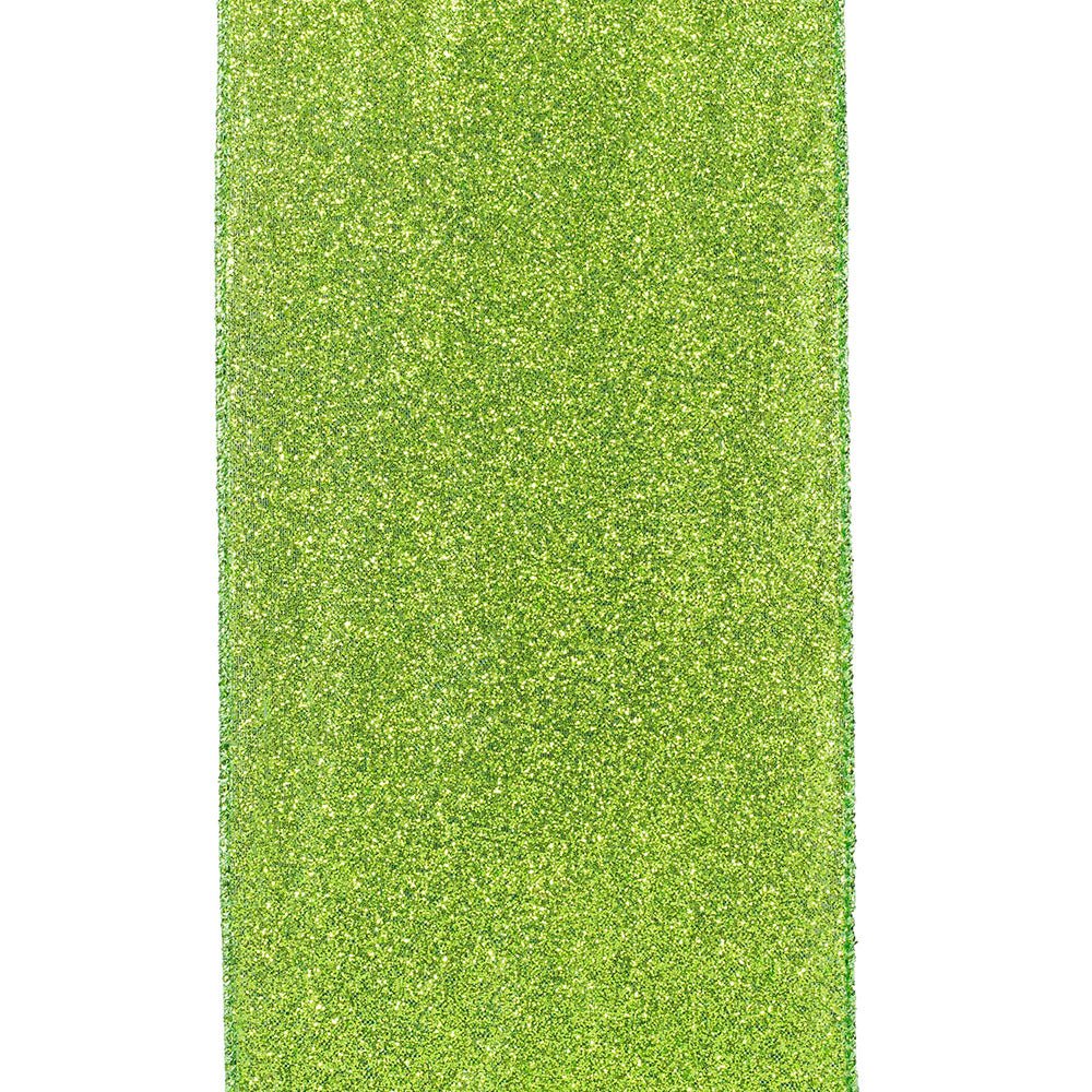 Shop For 4" Glitter Metallic Shiny Back Ribbon: Lime Green (10 Yards) at Michelle's aDOORable Creations