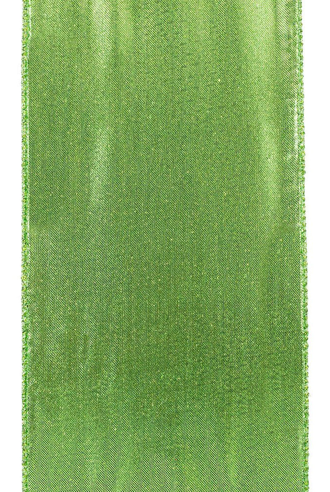 Shop For 4" Glitter Metallic Shiny Back Ribbon: Lime Green (10 Yards) at Michelle's aDOORable Creations