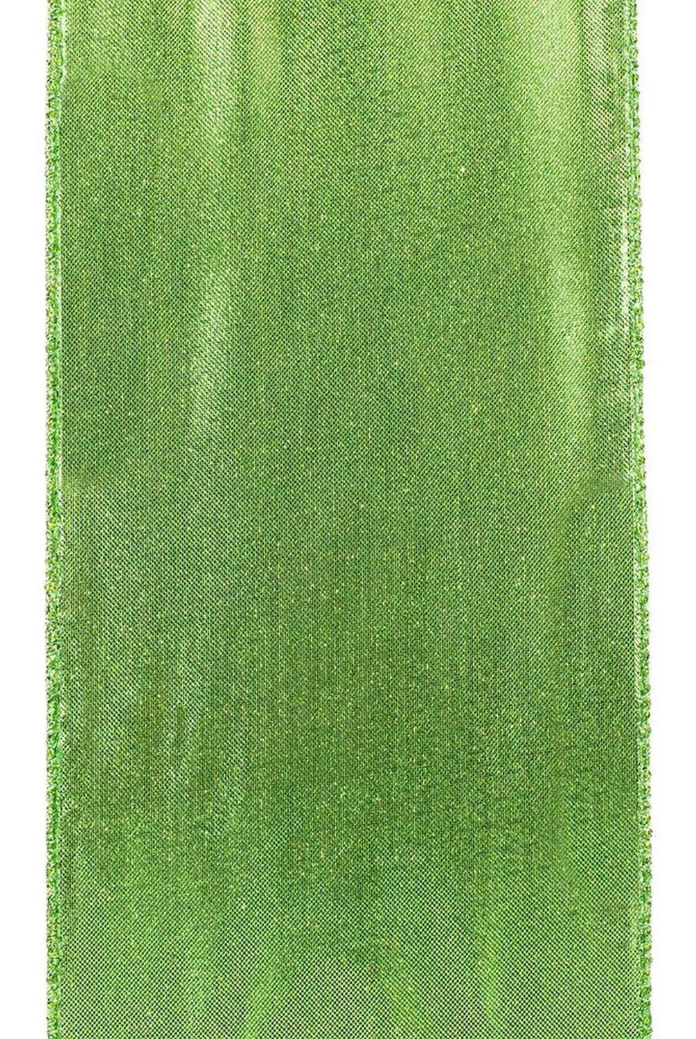 Shop For 4" Glitter Metallic Shiny Back Ribbon: Lime Green (10 Yards) at Michelle's aDOORable Creations
