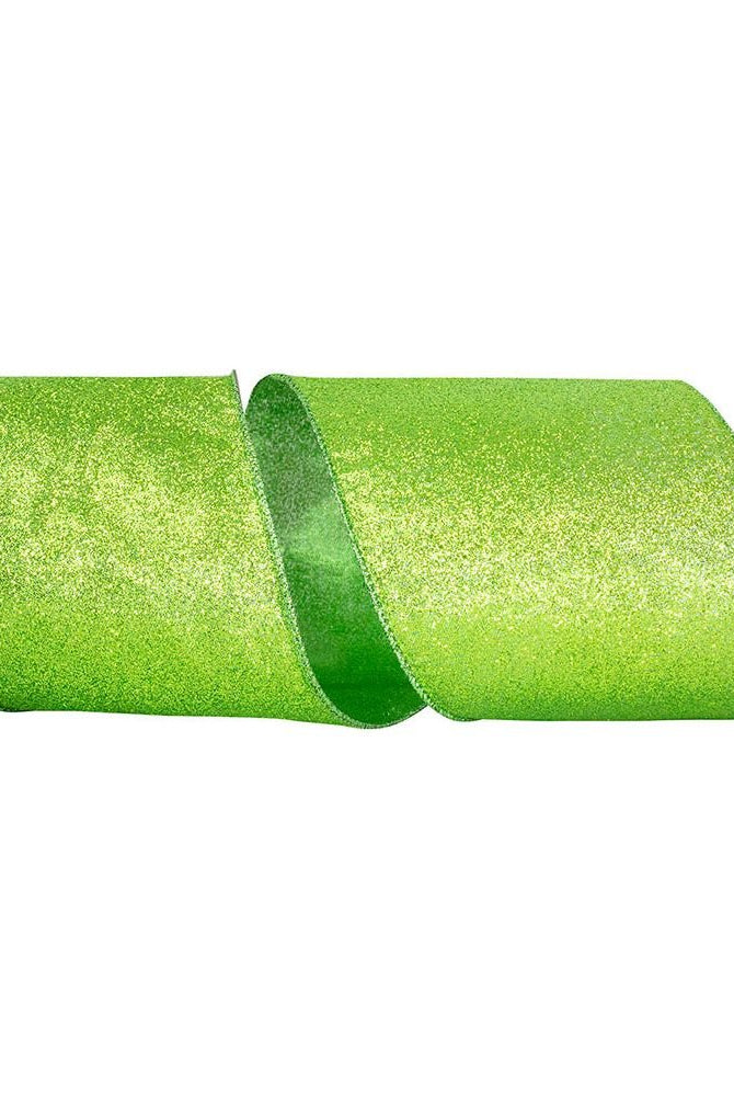 Shop For 4" Glitter Metallic Shiny Back Ribbon: Lime Green (10 Yards) at Michelle's aDOORable Creations