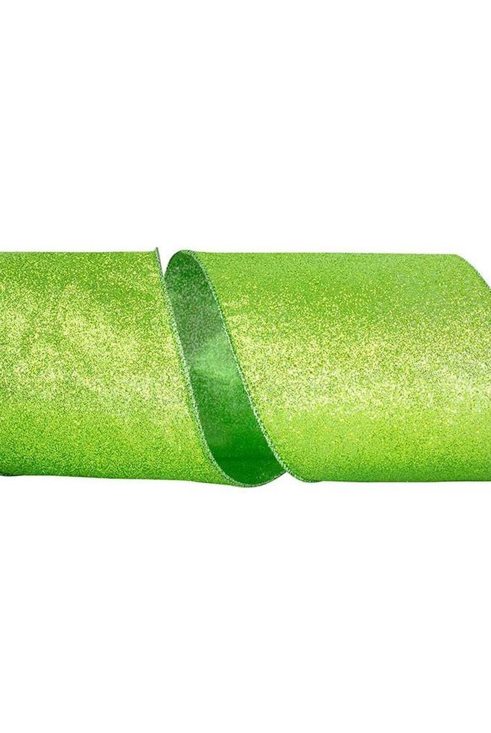 Shop For 4" Glitter Metallic Shiny Back Ribbon: Lime Green (10 Yards) at Michelle's aDOORable Creations