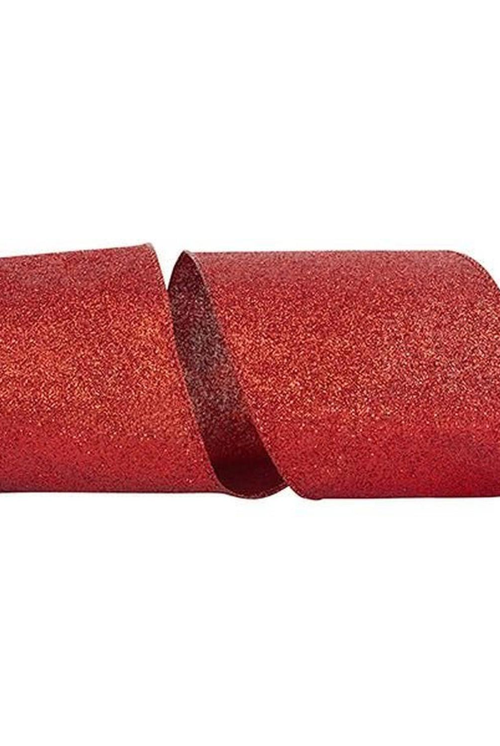4" Glitter Metallic Shiny Back Ribbon: Red (10 Yards)