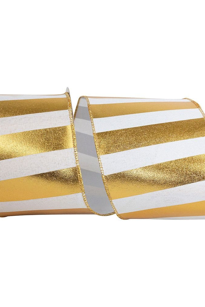 Shop For 4" Gold Bar Metallic Linen Ribbon: Gold (10 Yards) at Michelle's aDOORable Creations