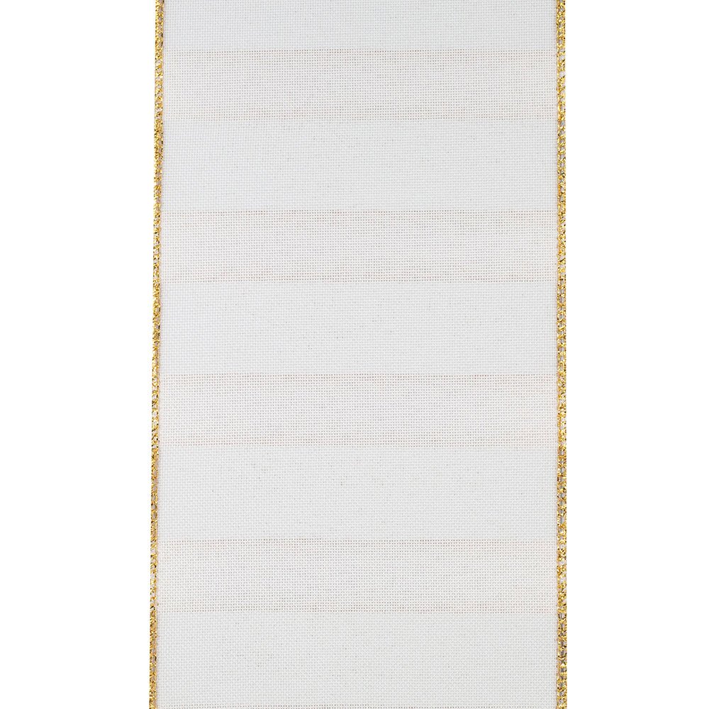 Shop For 4" Gold Bar Metallic Linen Ribbon: Gold (10 Yards) at Michelle's aDOORable Creations
