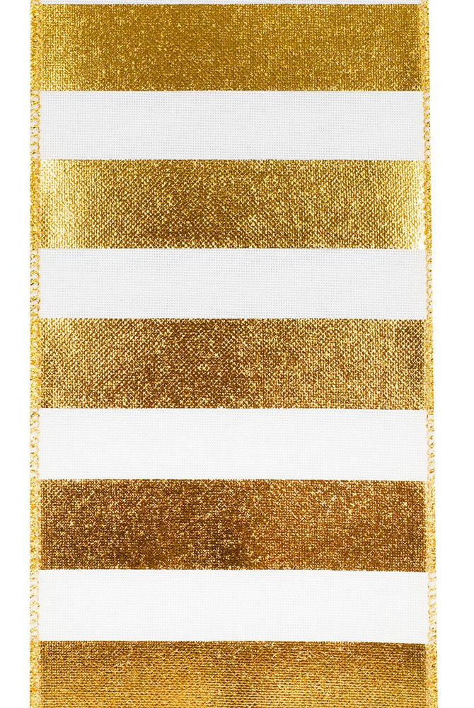 Shop For 4" Gold Bar Metallic Linen Ribbon: Gold (10 Yards) at Michelle's aDOORable Creations