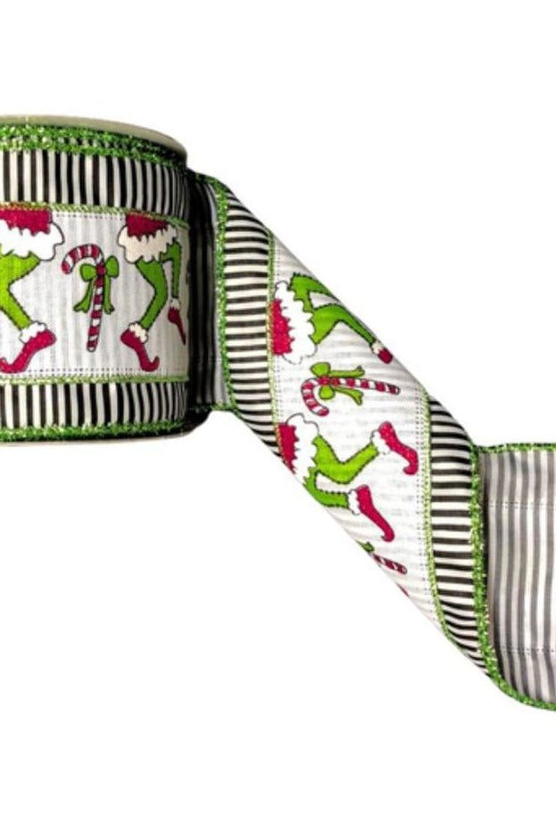 Shop For 4" Green Monster Legs Ribbon: Black/White (10 Yards) at Michelle's aDOORable Creations
