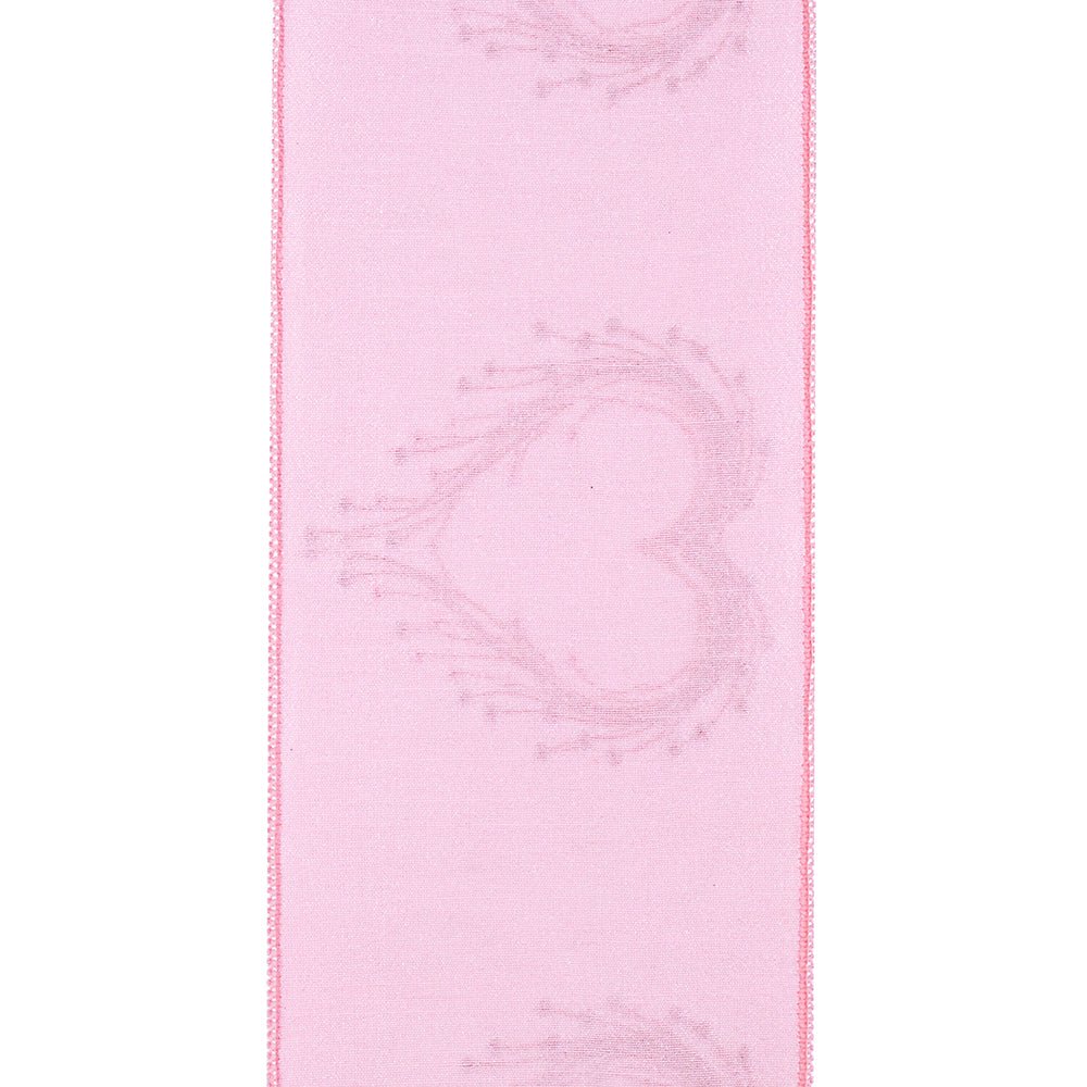 Shop For 4" Heart Embroidery Dupioni Ribbon: Pink (10 Yards) at Michelle's aDOORable Creations