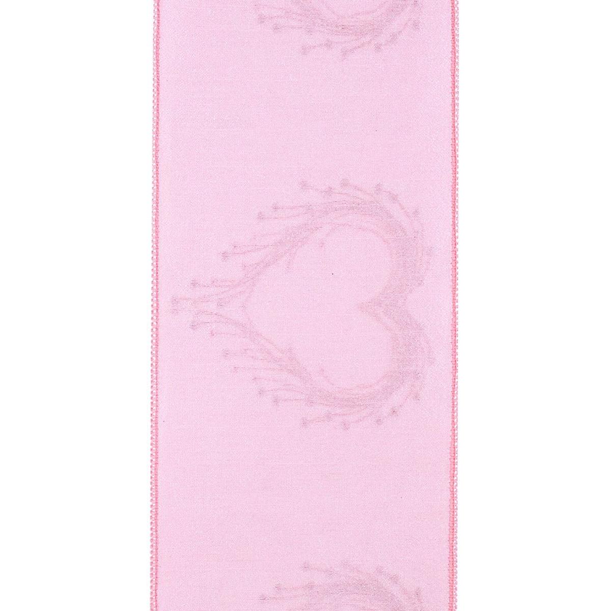 Shop For 4" Heart Embroidery Dupioni Ribbon: Pink (10 Yards) at Michelle's aDOORable Creations