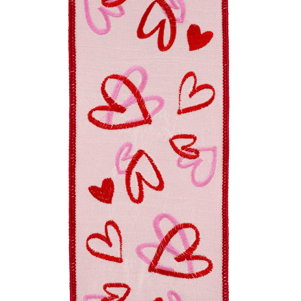 Shop For 4" Hearts Tangle Dupioni Ribbon: Pink (5 Yards) at Michelle's aDOORable Creations
