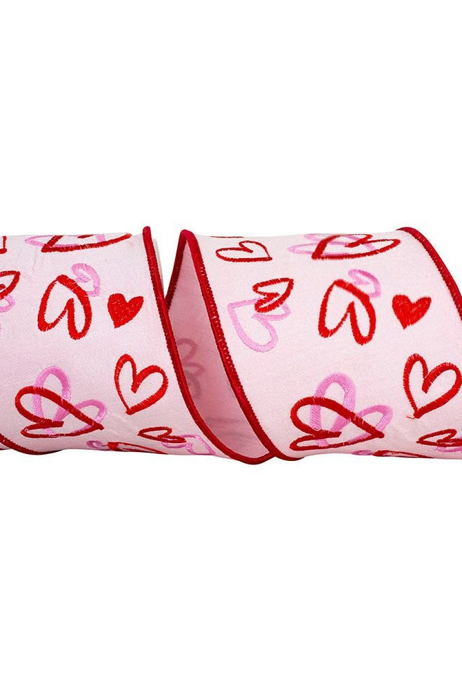 Shop For 4" Hearts Tangle Dupioni Ribbon: Pink (5 Yards) at Michelle's aDOORable Creations