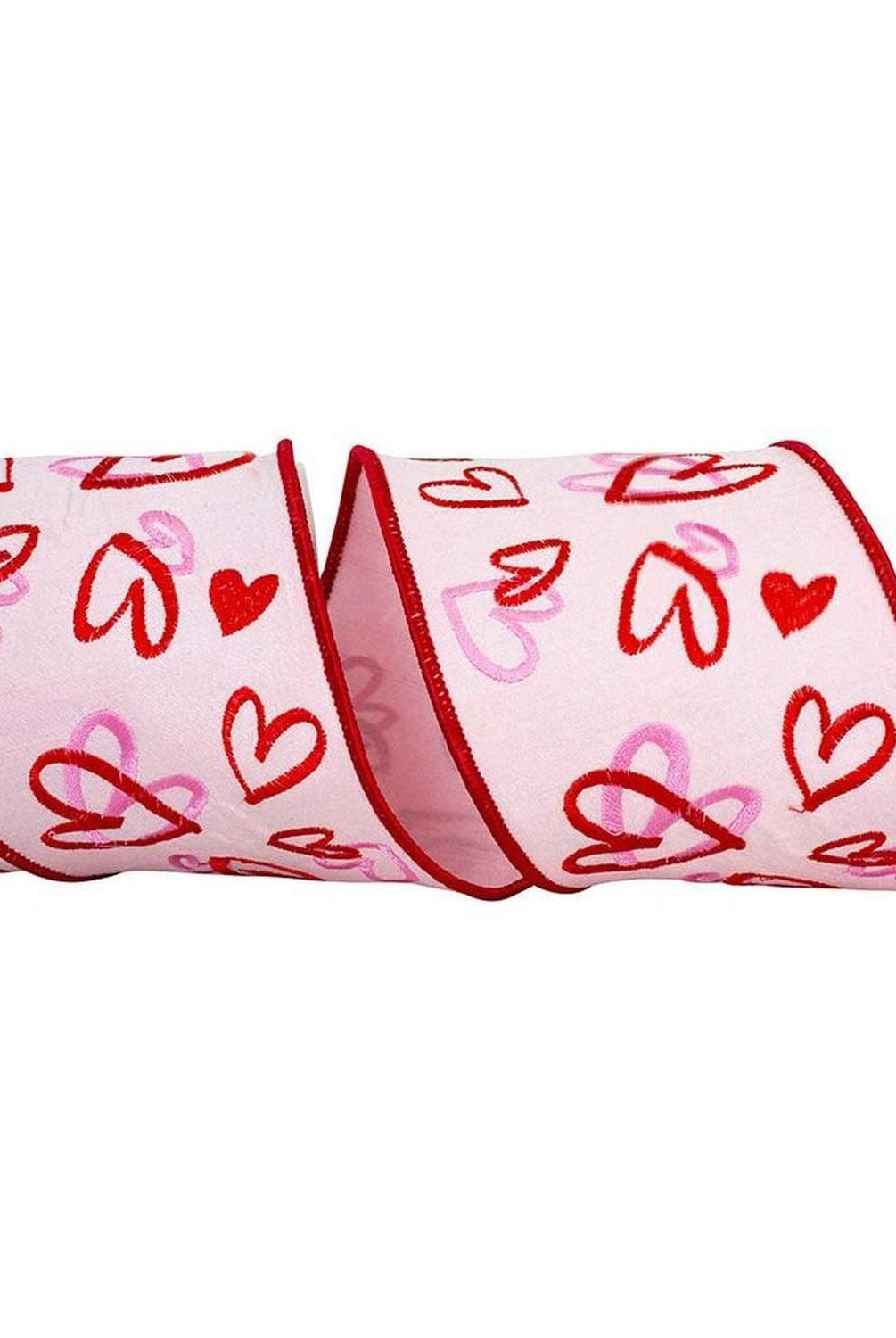 4" Hearts Tangle Dupioni Ribbon: Pink (5 Yards)