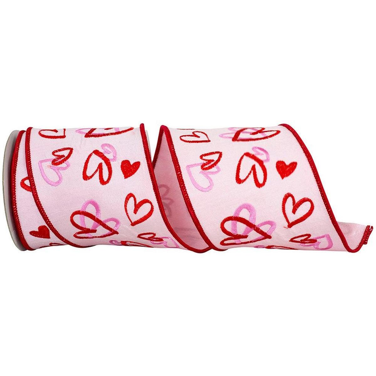 Shop For 4" Hearts Tangle Dupioni Ribbon: Pink (5 Yards) at Michelle's aDOORable Creations
