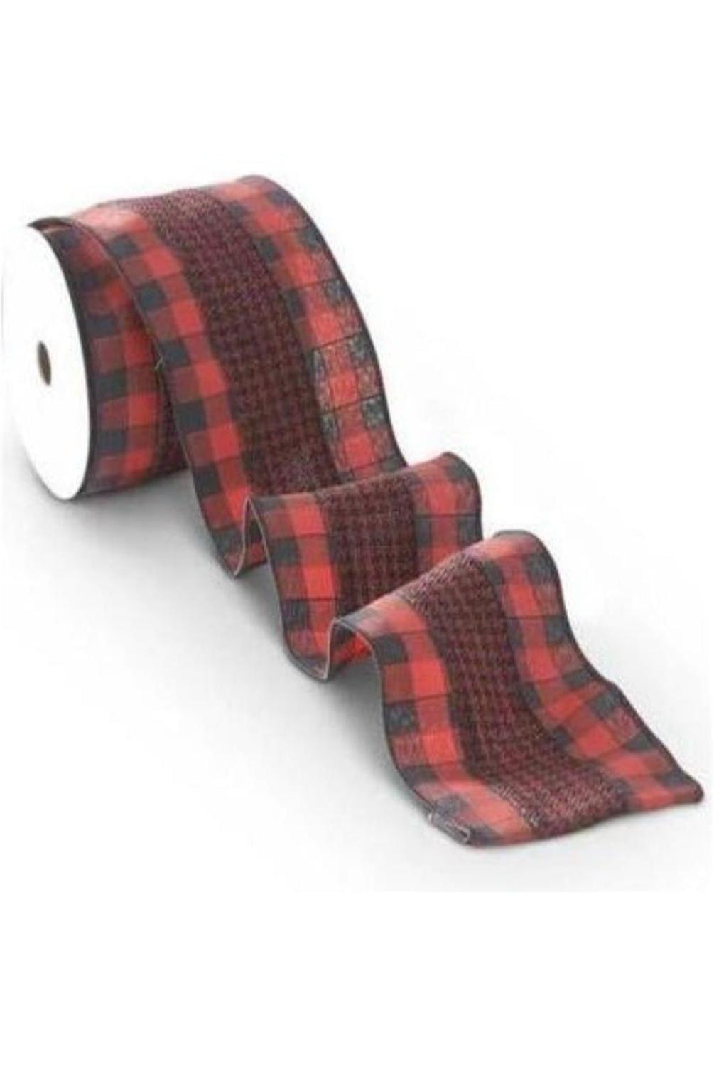 4" Houndstooth Checked Ribbon: Red & Black ( (10 Yards)