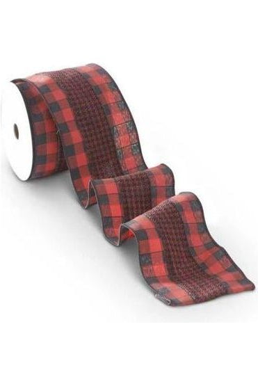 Shop For 4" Houndstooth Checked Ribbon: Red & Black ( (10 Yards) at Michelle's aDOORable Creations