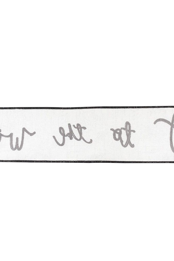 Shop For 4" Joy To The World Canvas Ribbon: White/Black (5 Yards) at Michelle's aDOORable Creations