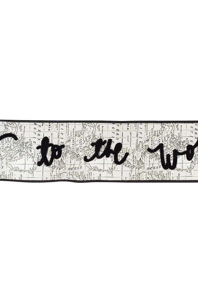 Shop For 4" Joy To The World Canvas Ribbon: White/Black (5 Yards) at Michelle's aDOORable Creations
