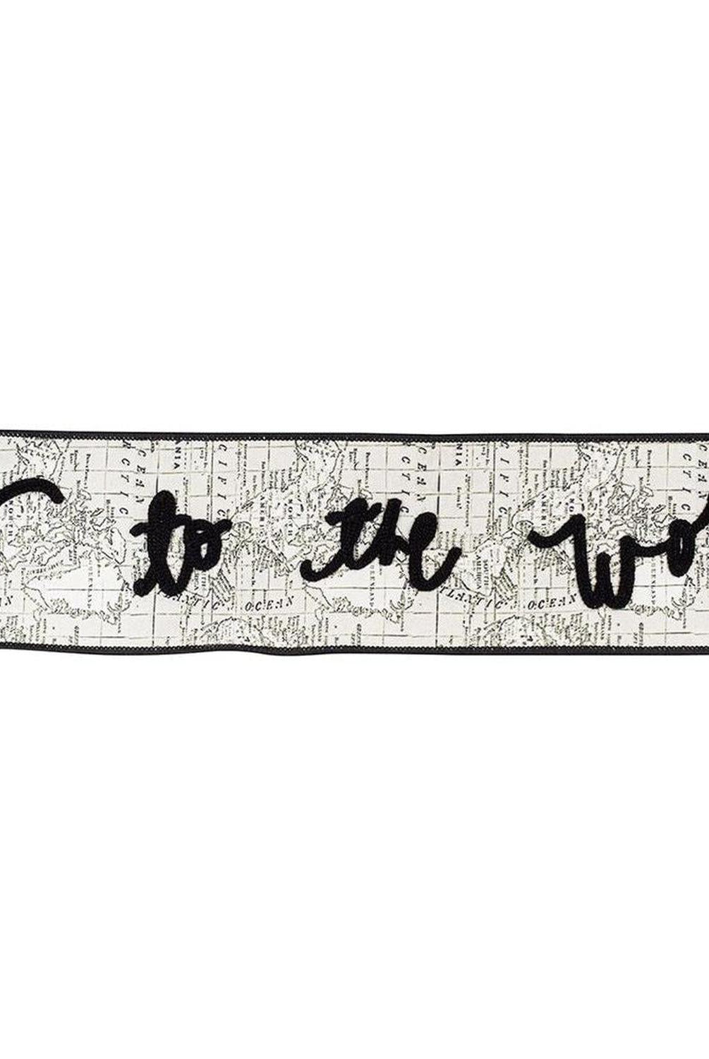 4" Joy To The World Canvas Ribbon: White/Black (5 Yards)