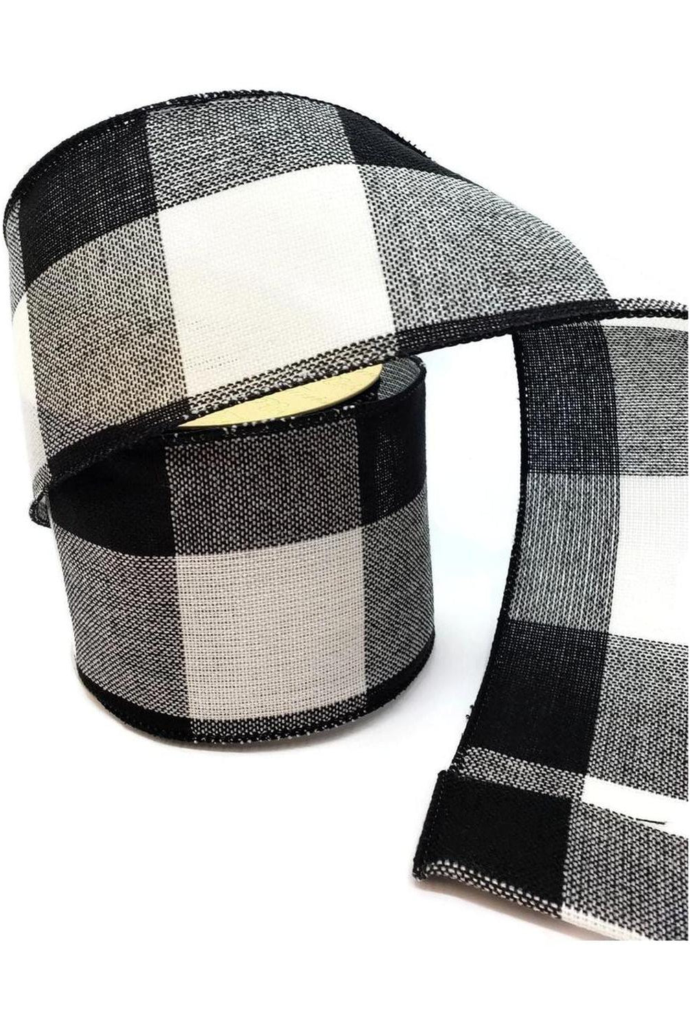 Shop For 4" Linen Checks Ribbon: Black & White (10 Yards) at Michelle's aDOORable Creations