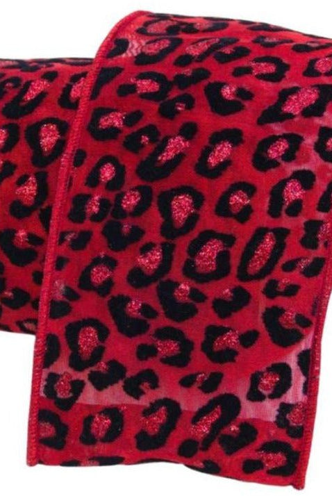 Shop For 4" Metallic Cheetah Ribbon: Red (10 Yards) at Michelle's aDOORable Creations