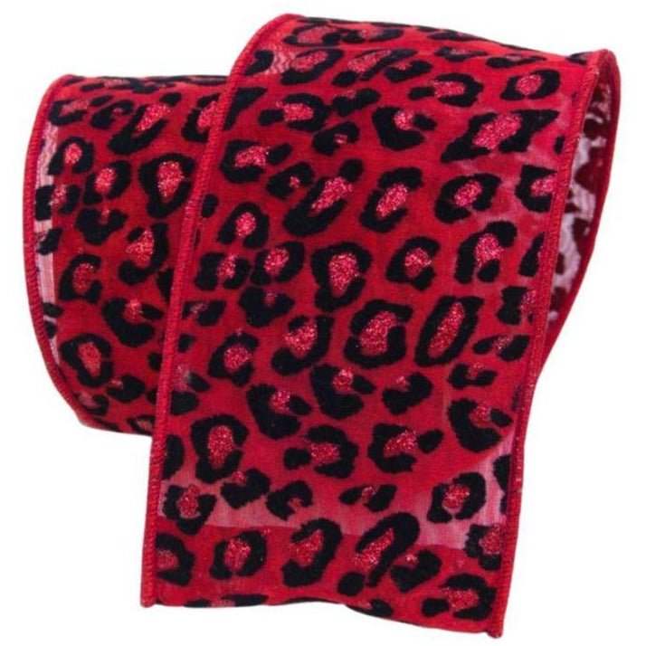 Shop For 4" Metallic Cheetah Ribbon: Red (10 Yards) at Michelle's aDOORable Creations