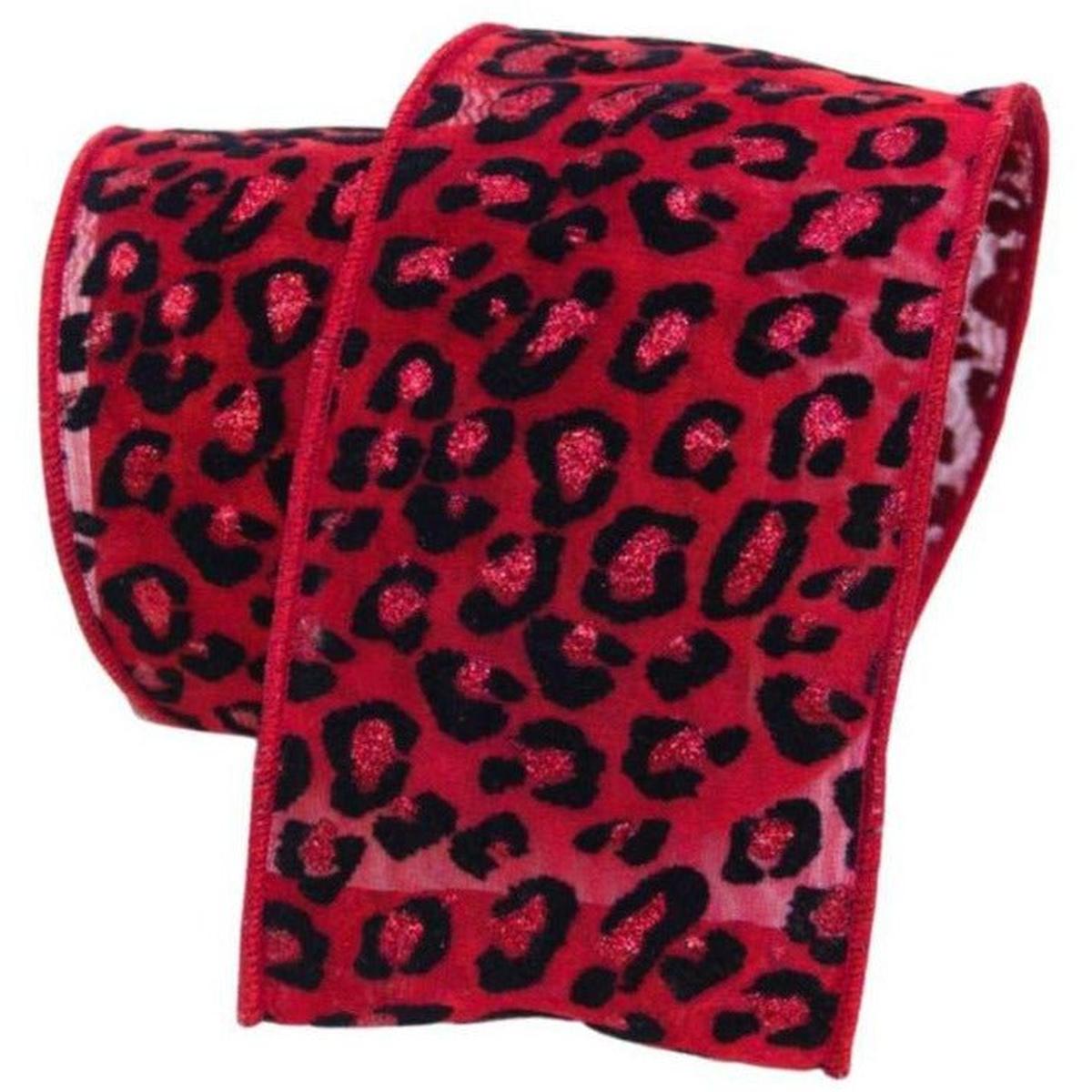 Shop For 4" Metallic Cheetah Ribbon: Red (10 Yards) at Michelle's aDOORable Creations