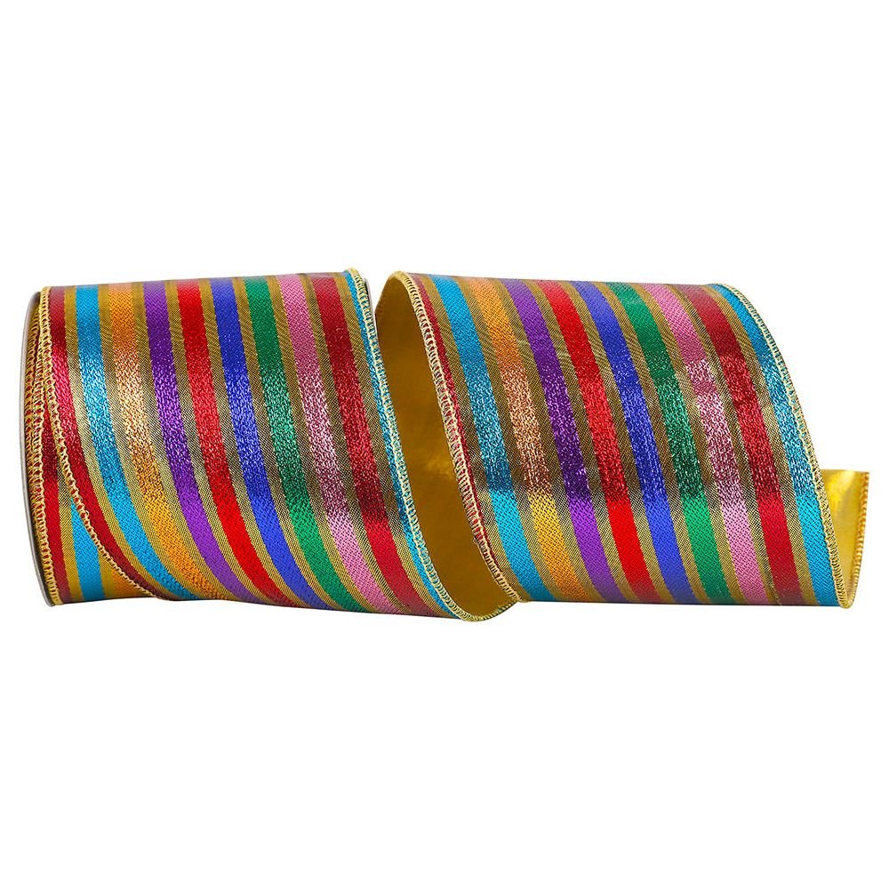 Shop For 4" Metallic Jewel Stripe Shine Ribbon: Multi (10 Yards) at Michelle's aDOORable Creations