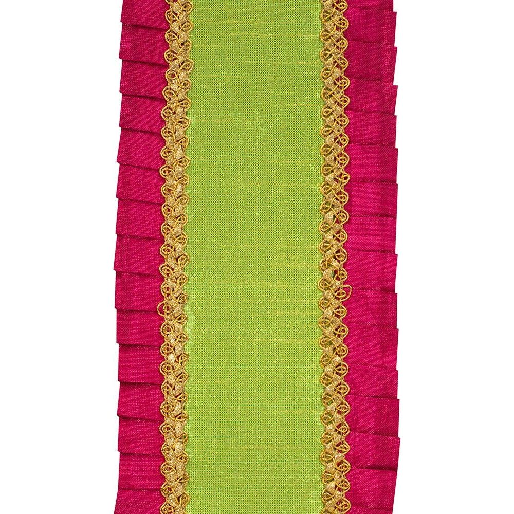Shop For 4" Metallic Pleated Dupioni Ribbon: Lime/Fuchsia (5 Yards) at Michelle's aDOORable Creations