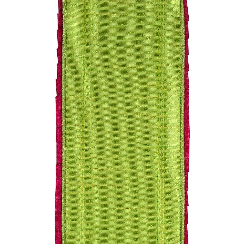 Shop For 4" Metallic Pleated Dupioni Ribbon: Lime/Fuchsia (5 Yards) at Michelle's aDOORable Creations