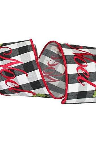 Shop For 4" Noel Check Embroidery Ribbon: Black & White (5 Yards) at Michelle's aDOORable Creations