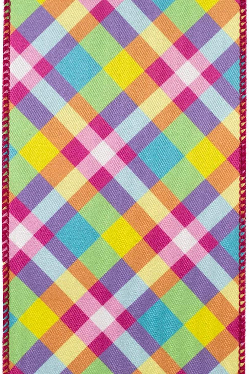 4" Pastel Plaid Diagonal Print Ribbon: Multi (10 Yards)