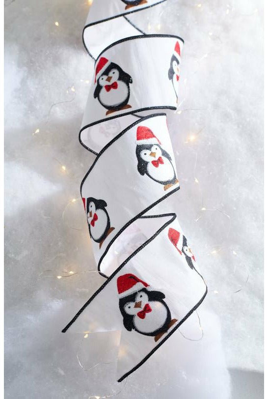 Shop For 4" Penguin Christmas Ribbon: White (10 Yards) at Michelle's aDOORable Creations