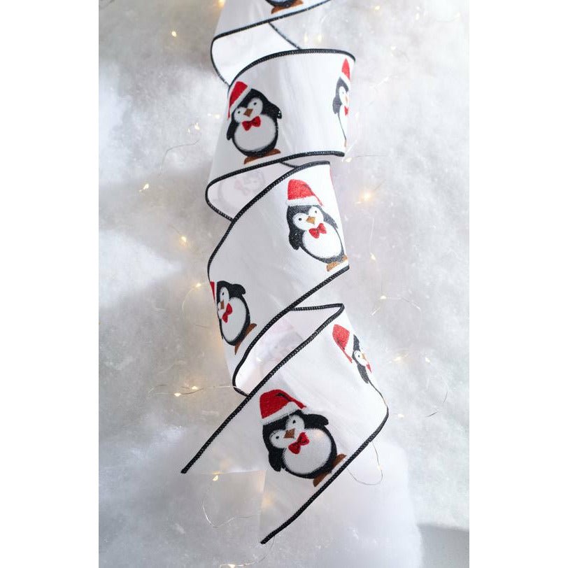 Shop For 4" Penguin Christmas Ribbon: White (10 Yards) at Michelle's aDOORable Creations