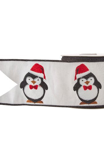Shop For 4" Penguin Christmas Ribbon: White (10 Yards) at Michelle's aDOORable Creations