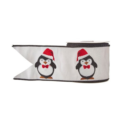 Shop For 4" Penguin Christmas Ribbon: White (10 Yards) at Michelle's aDOORable Creations