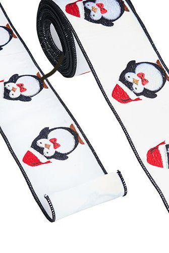 Shop For 4" Penguin Christmas Ribbon: White (10 Yards) at Michelle's aDOORable Creations