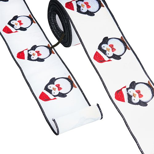 Shop For 4" Penguin Christmas Ribbon: White (10 Yards) at Michelle's aDOORable Creations