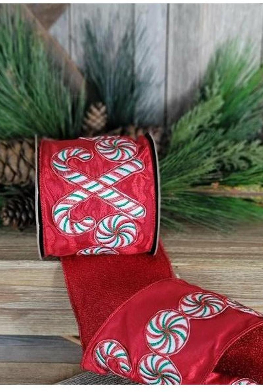 4" Peppermint Candies Disc Ribbon (5 Yards)