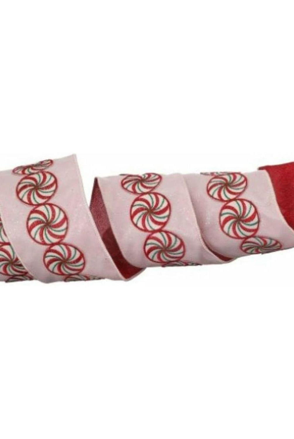 4" Peppermint Candy Disc Ribbon: Red (5 Yards)