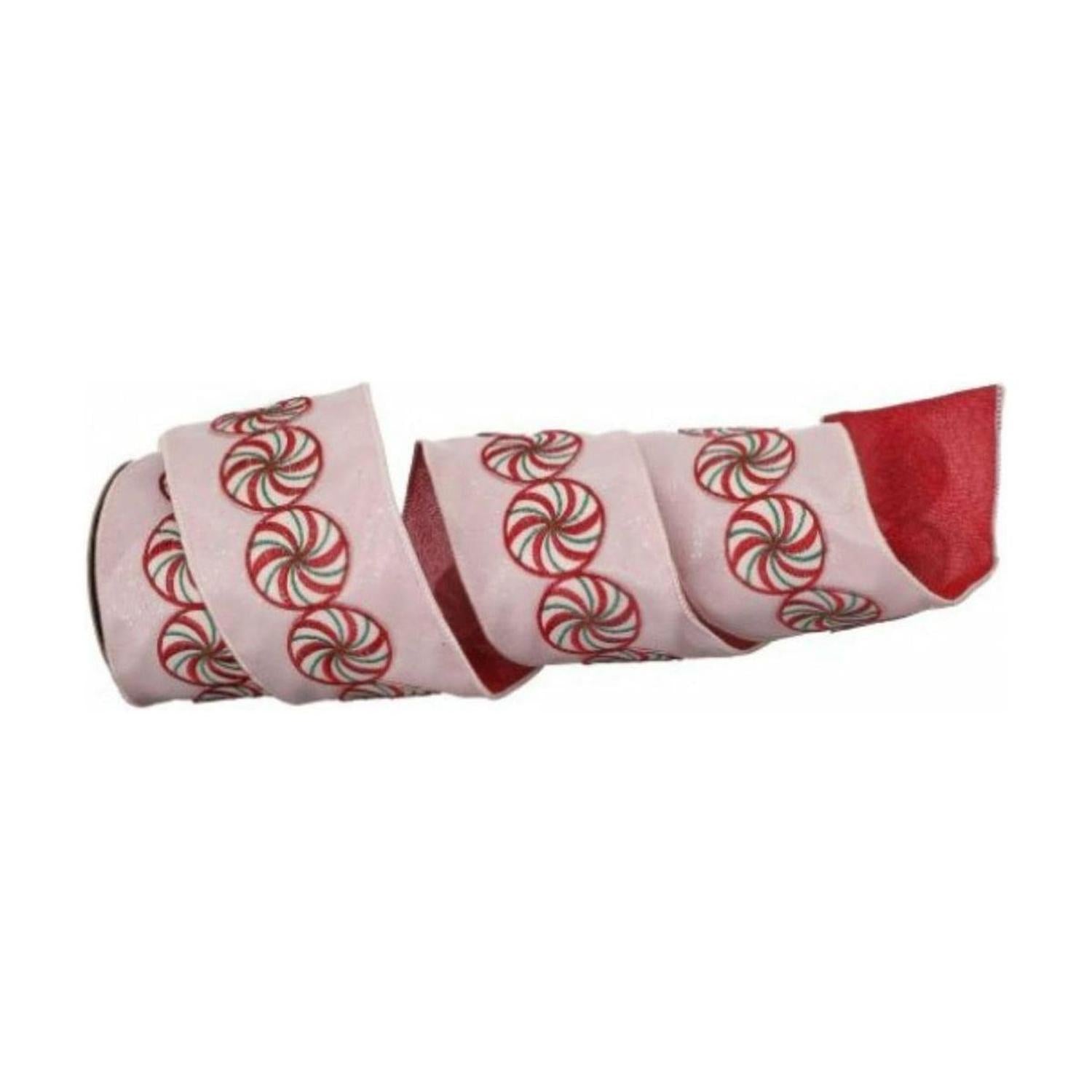 Shop For 4" Peppermint Candy Disc Ribbon: Red (5 Yards) at Michelle's aDOORable Creations