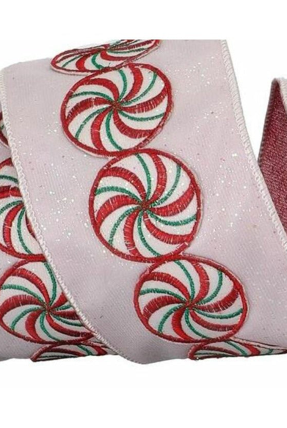Shop For 4" Peppermint Candy Disc Ribbon: Red (5 Yards) at Michelle's aDOORable Creations