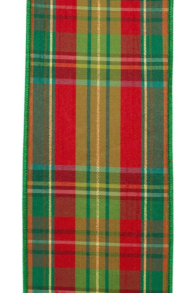 Shop For 4" Plaid Verde Traditional Deluxe Ribbon: Green/Red (5 Yards) at Michelle's aDOORable Creations
