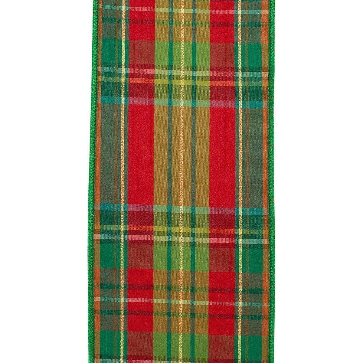 Shop For 4" Plaid Verde Traditional Deluxe Ribbon: Green/Red (5 Yards) at Michelle's aDOORable Creations
