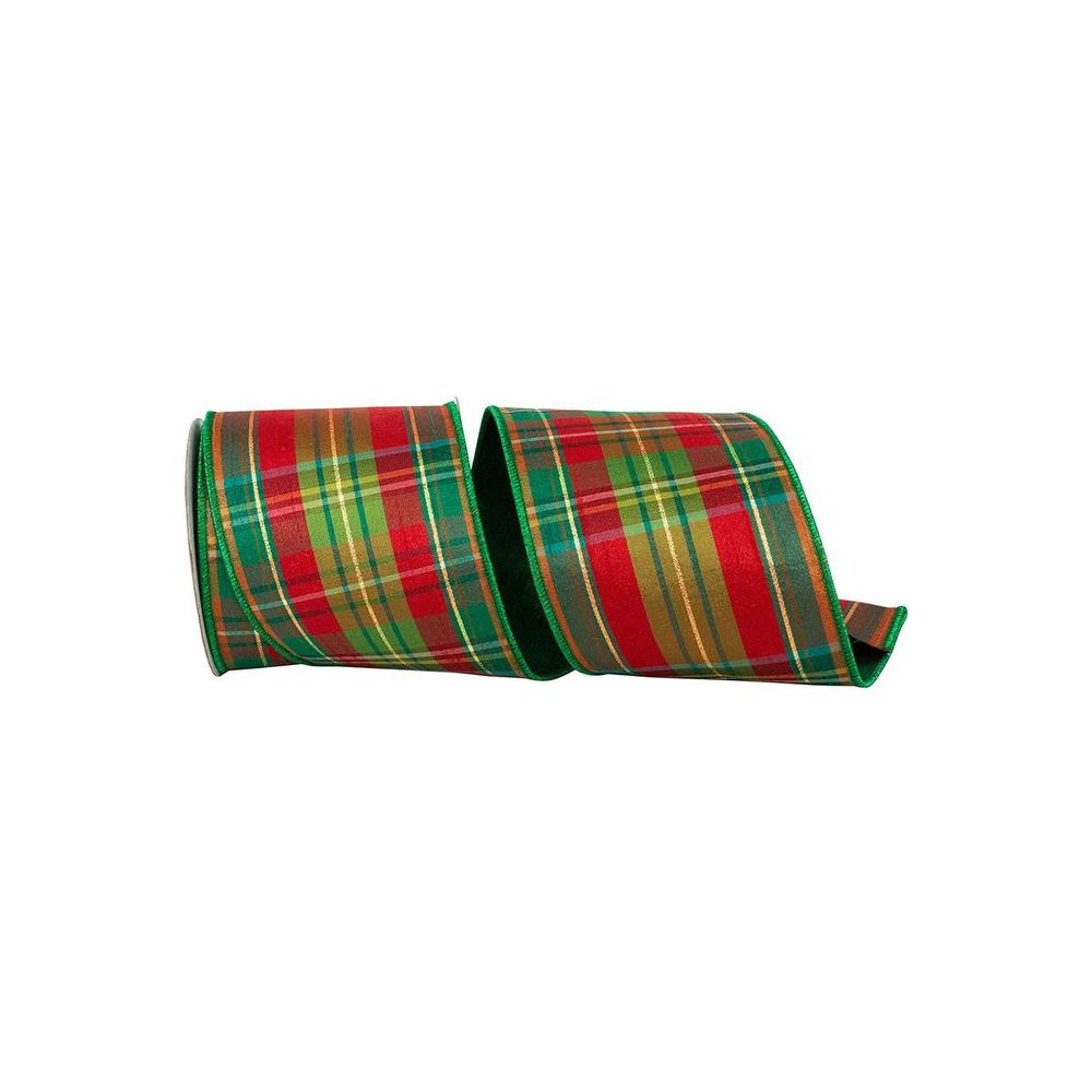 Shop For 4" Plaid Verde Traditional Deluxe Ribbon: Green/Red (5 Yards) at Michelle's aDOORable Creations