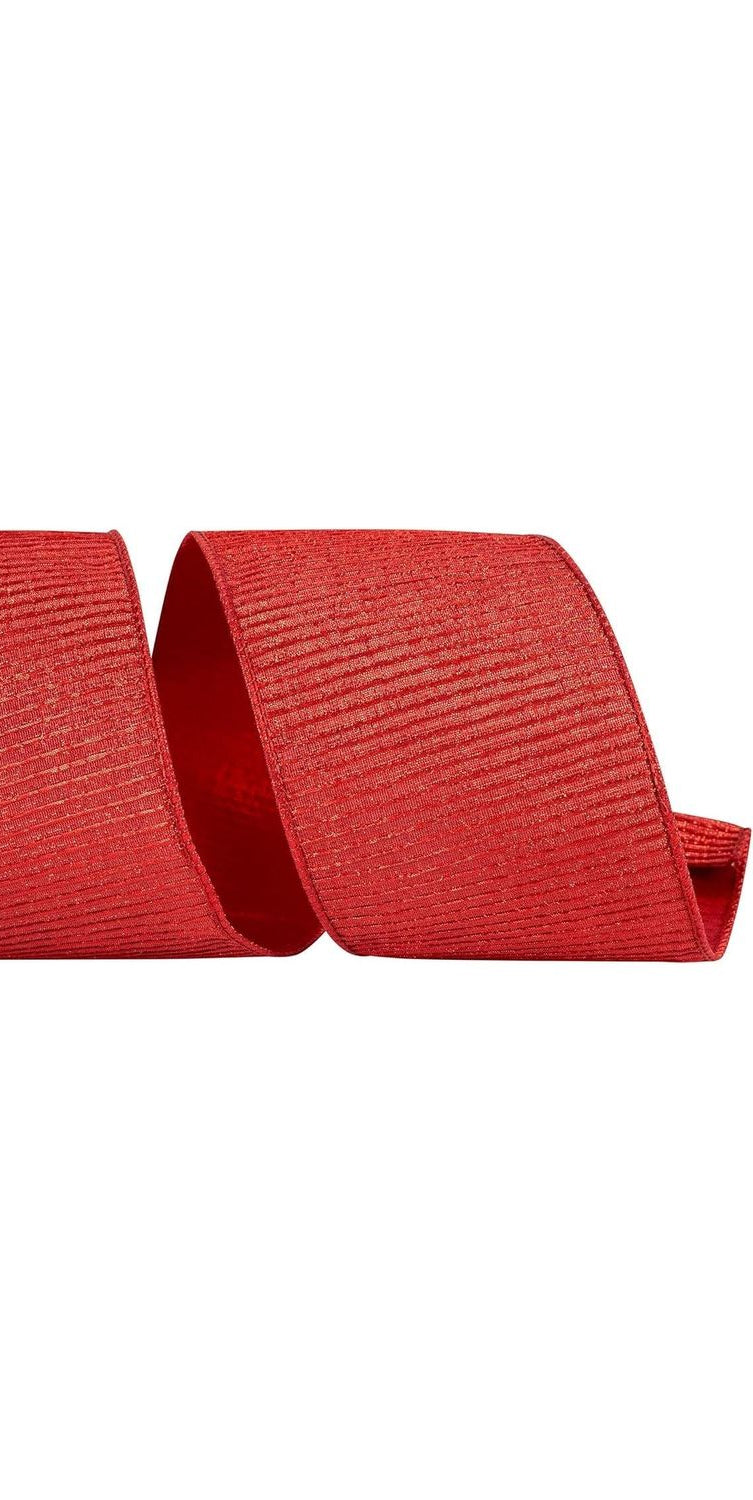 4" Pleated Metallic Lux Ribbon: Red (10 Yards) - Michelle's aDOORable Creations - Wired Edge Ribbon