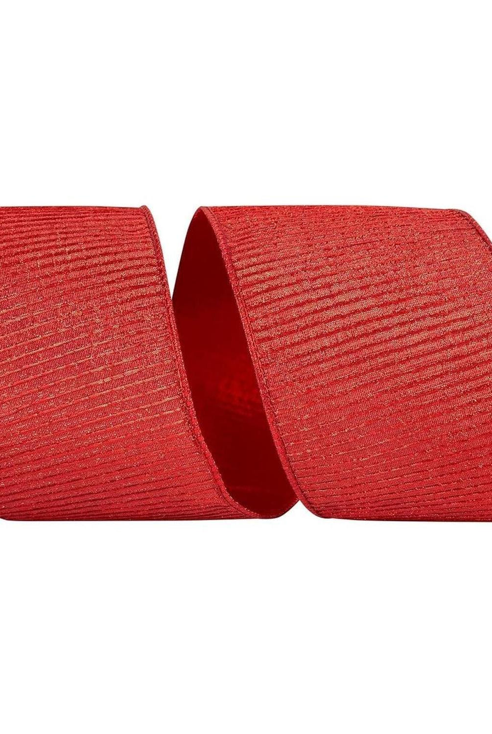 4" Pleated Metallic Lux Ribbon: Red (10 Yards)