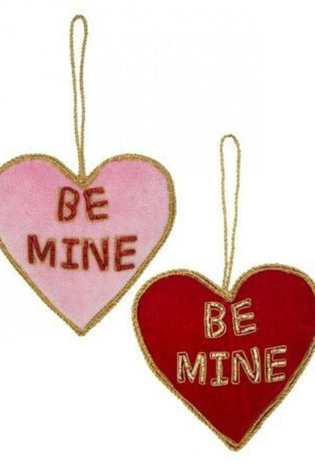 Shop For 4" Velvet Embroidered Hearts: Be Mine (2 Asst) at Michelle's aDOORable Creations