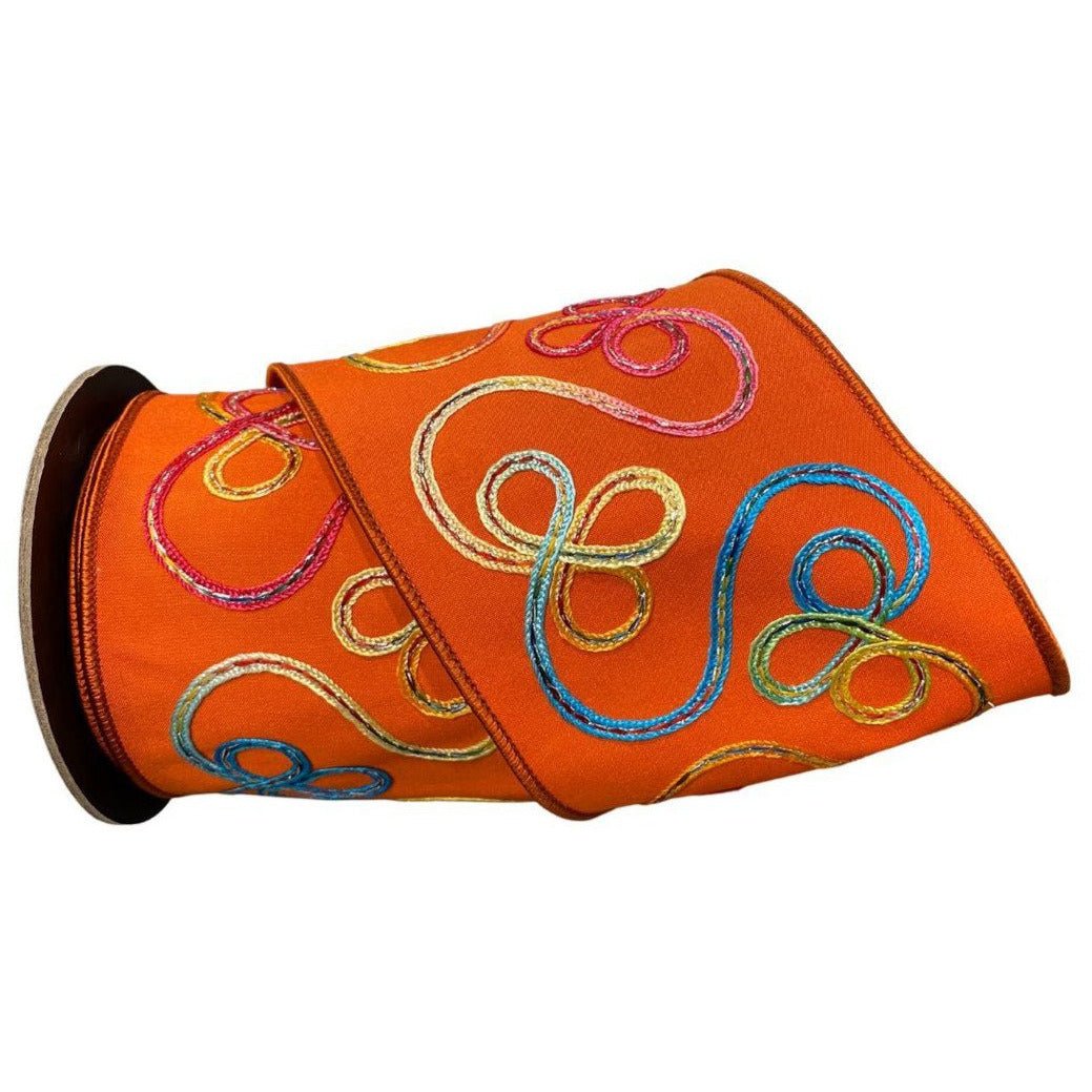 Shop For 4" Whimsy Ribbon: Orange (10 Yards) at Michelle's aDOORable Creations
