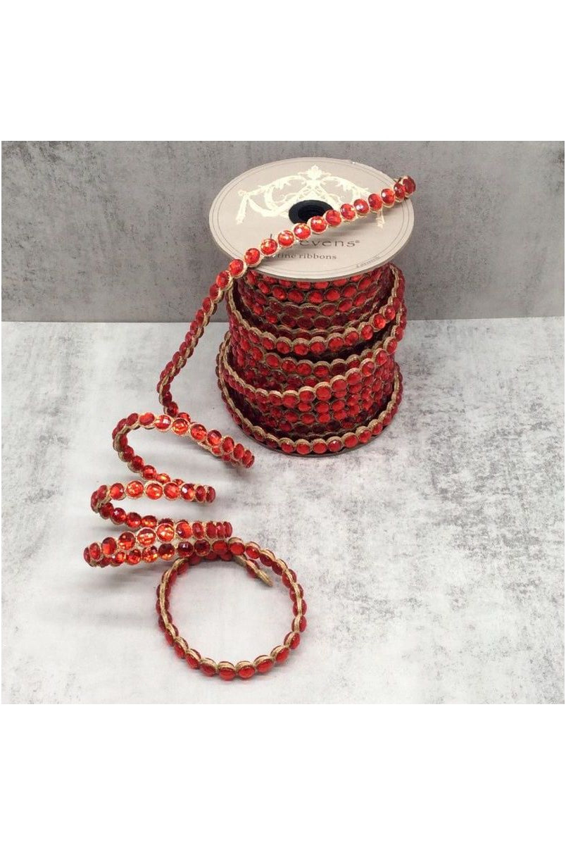 Shop For .5" Crown Jewel Garland Ribbon: Red (10 Yards) at Michelle's aDOORable Creations
