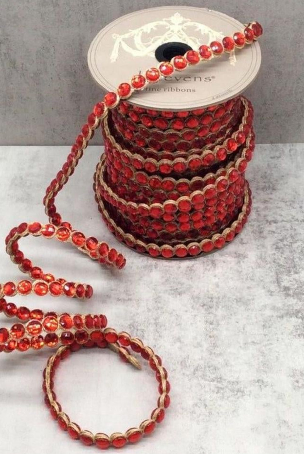 .5" Crown Jewel Garland Ribbon: Red (10 Yards)